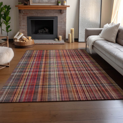 Premium Machine Washable Cerrito AMF541 Red Rug
