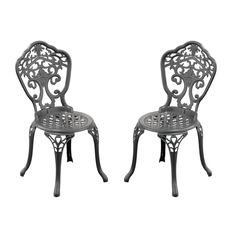Chaise de salle à manger en fonte d'aluminium 2 pièces avec cadre Chaises de cuisine Chaises de salle à manger d'extérieur