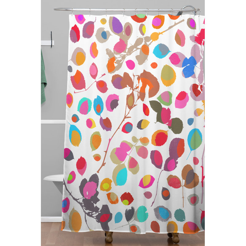 Rideau de douche simple garima dhawan wildrose, Rose / jaune / brun