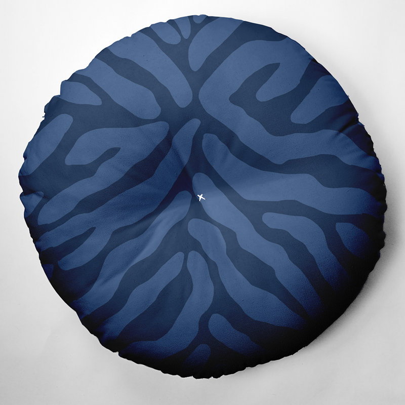 1_Oreiller de sol touffeté à motif de rayures animales, 30 po x 30 po, Bleu marine