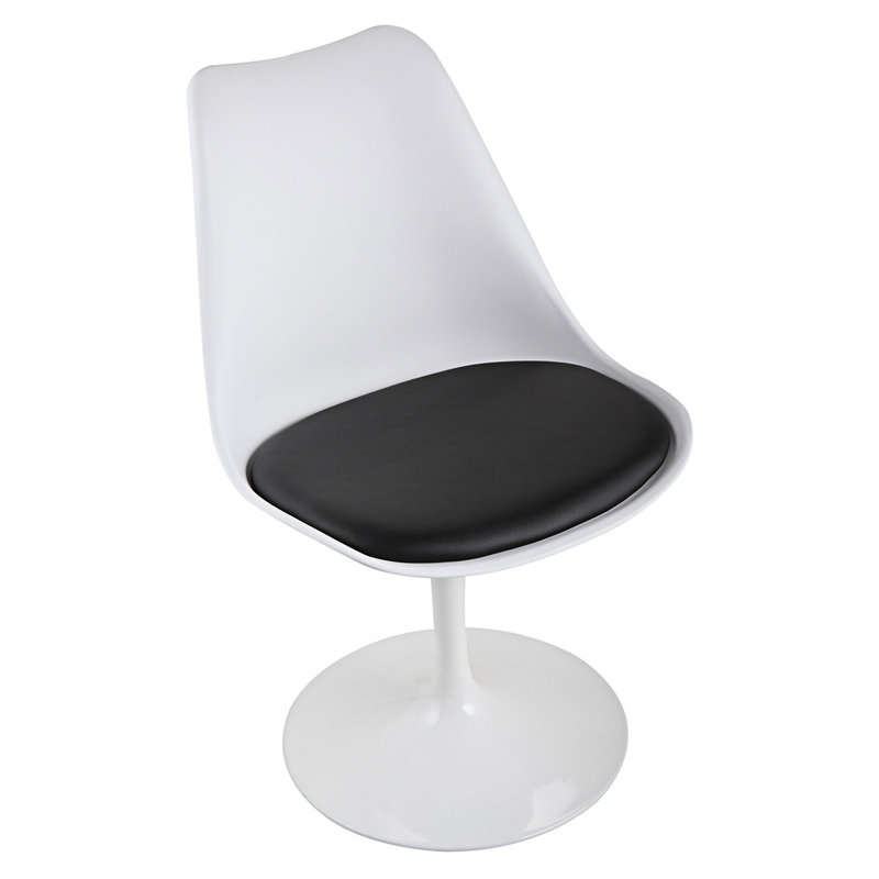Chaise d'appoint moderne pivotante, Blanc / tissu noir