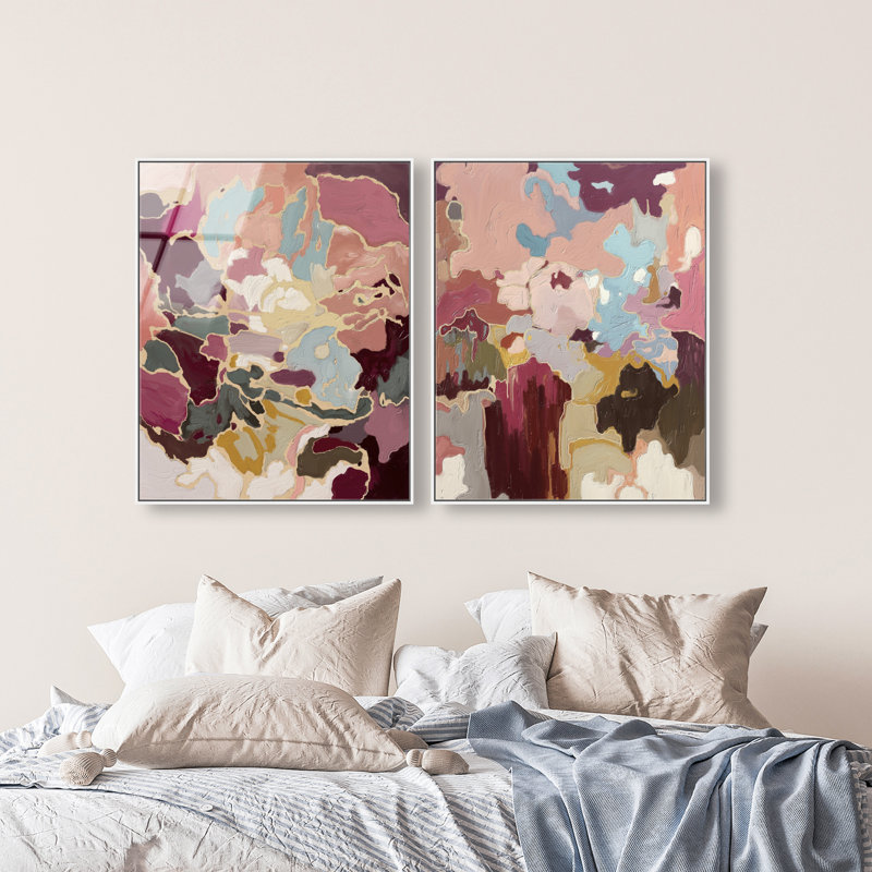 Ruby Lovers Set High-Gloss Frameless Acrylic Glass Wall Art Abstract Print by Oliver Gal, Ready to Hang, 16 x 20, 31"H x 37"W