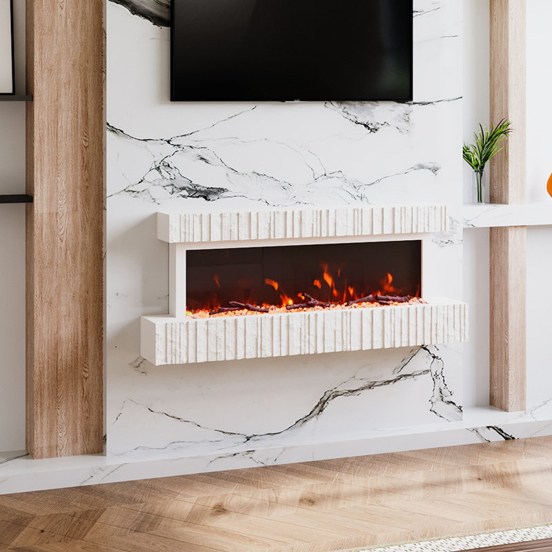 Wall Mounted Electric Wifi Fireplace with Remote Control, 50cm H x 120cm W x 18cm D