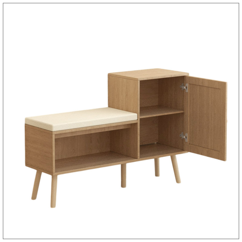 Shoe Cabinet With Upholstered Bench,Narrow Shoe Storage Cabinet,Shoe Rack
