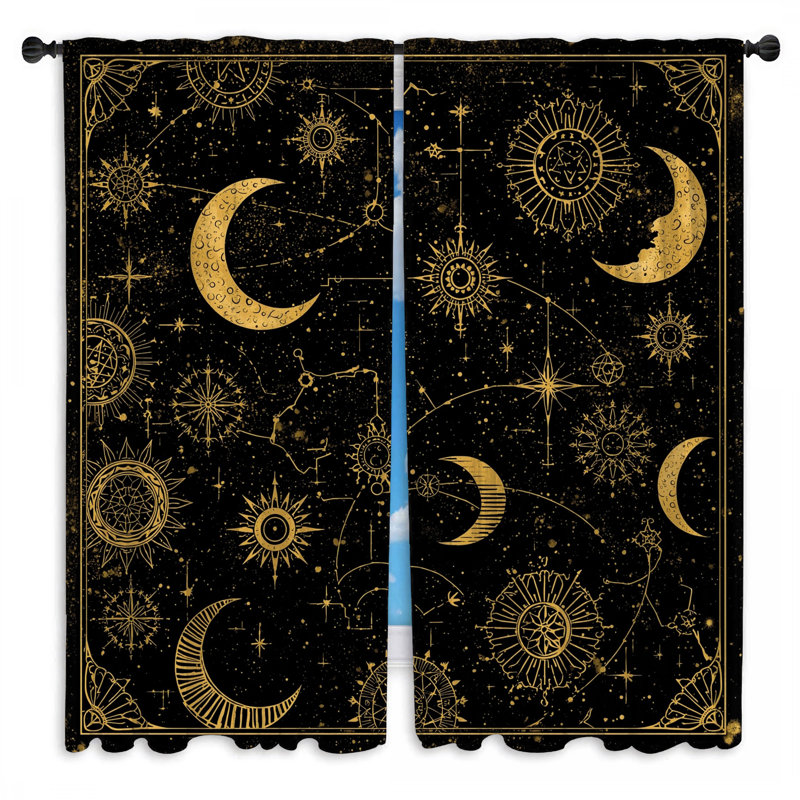 Rideaux obscurcissant et obscurcissant Golden Celestial Moons, 80 po x 61 po - 2 panneaux, Transparent