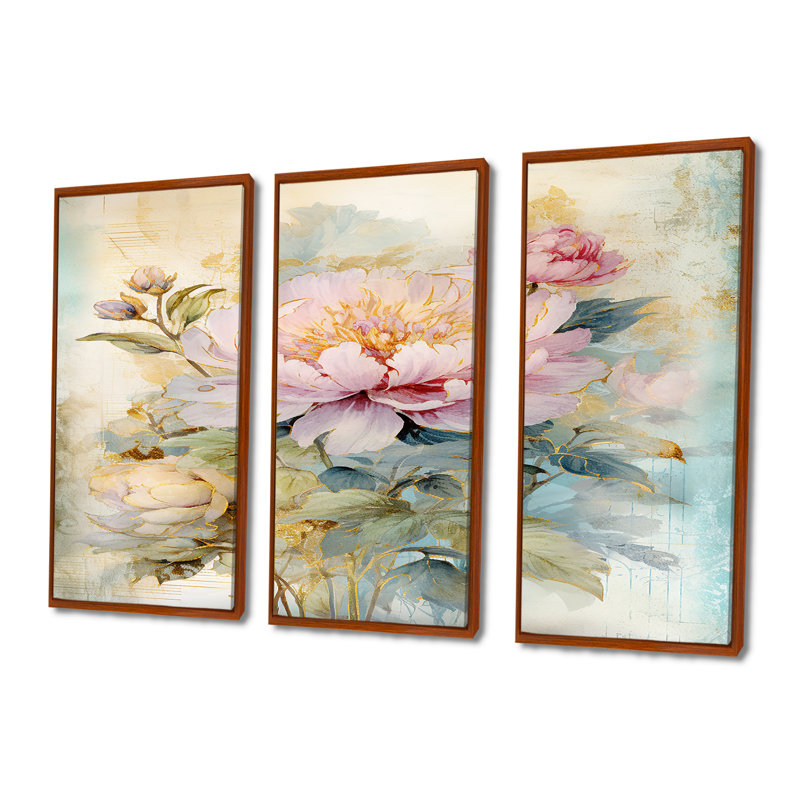 Millville - ensemble d'art mural pivoine, Brun, H 32 po x l 48 po