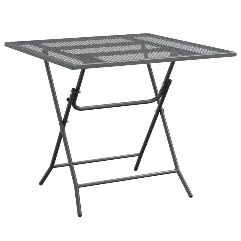 Grande table de salle à manger d'extérieur en maille de métal anthracite