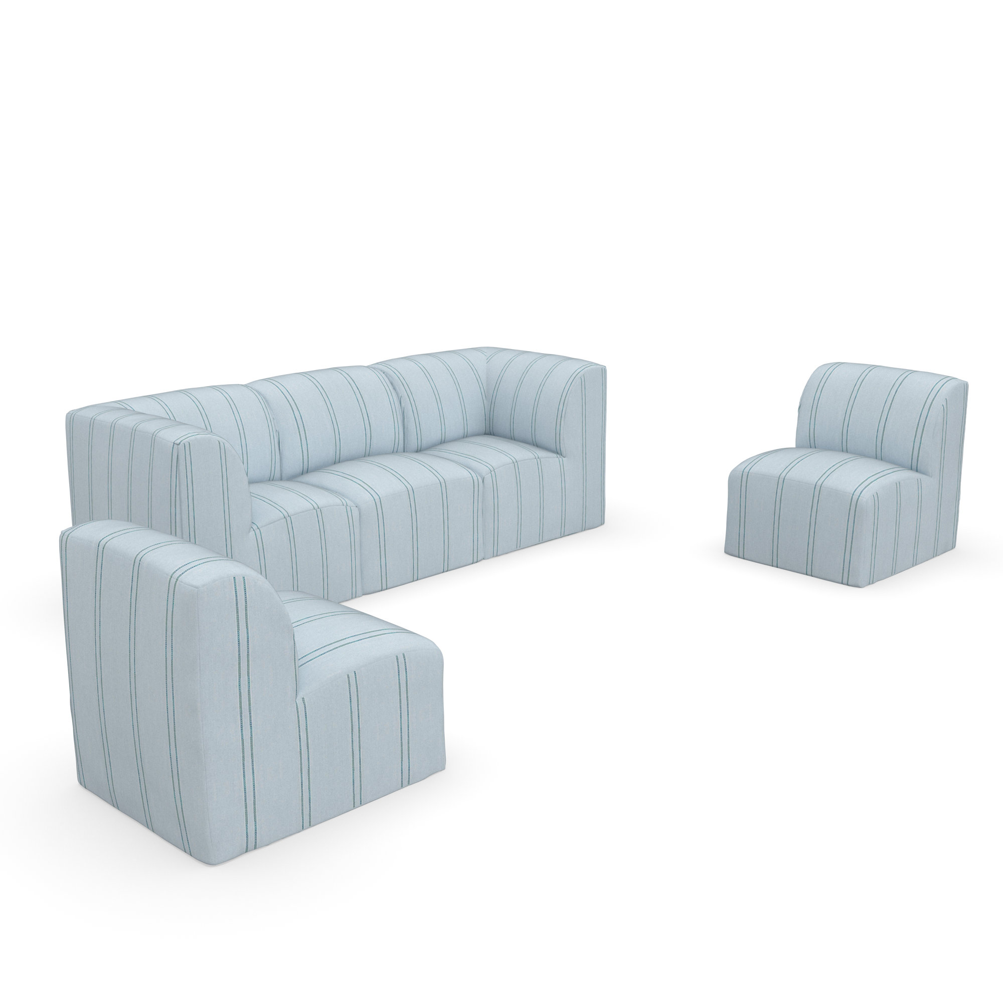 Eliana Sunbrella® Outdoor Patio Secional Seating, Sunbrella Wayward Sky