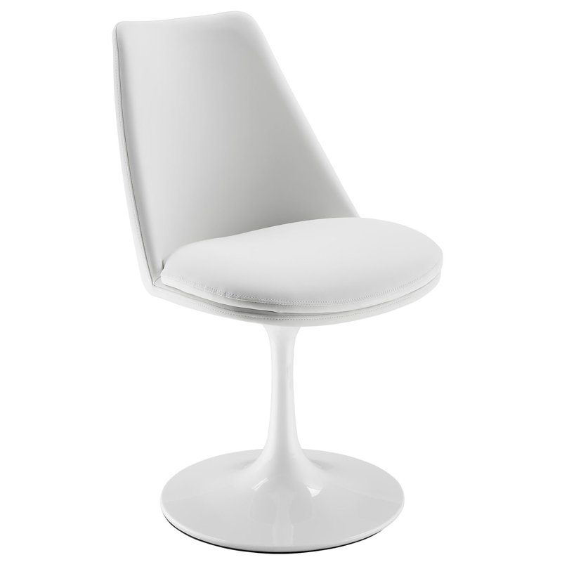 Lippa Vegan Leather Swivel Dining Chair, White, White