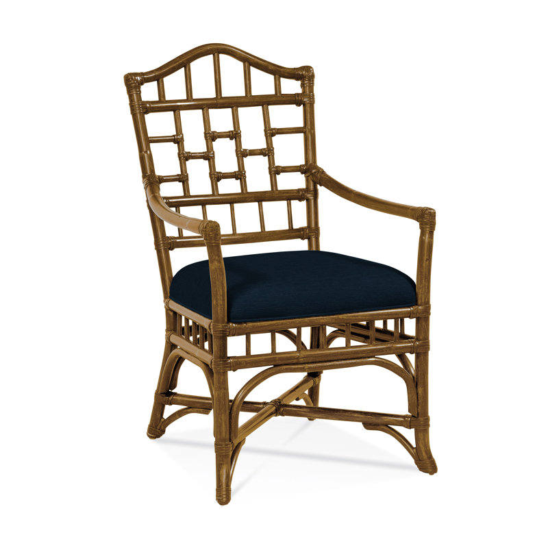 Chippendale Upholstered Arm Chair, Havana, White Textured Performance; 0865-91