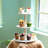 Rustic Wooden White 3 Tier Beaded Cupcake Stand Or Serving Tray Dessert Display Stand