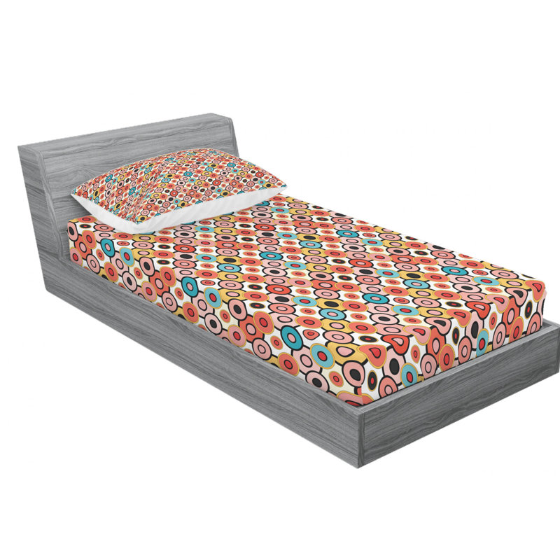 Microfiber Geometric Sheet Set, Twin XL Sheet Set with Fitted Sheet
