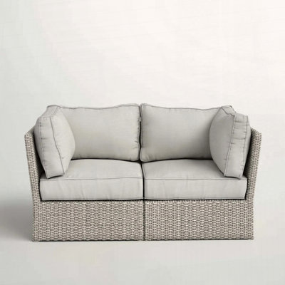 Modular Outdoor Wicker Loveseat with Cushions – No Assembly