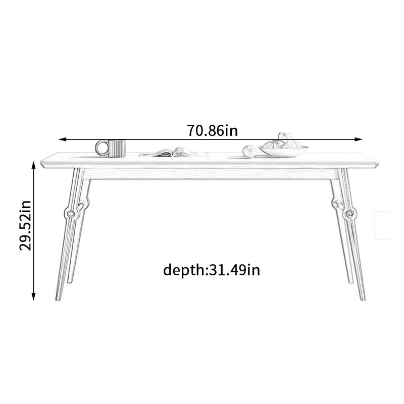 Elegant Durable Rectangular Rock Slab Dining Table, 29.52"H x 70.86"L x 31.49"W
