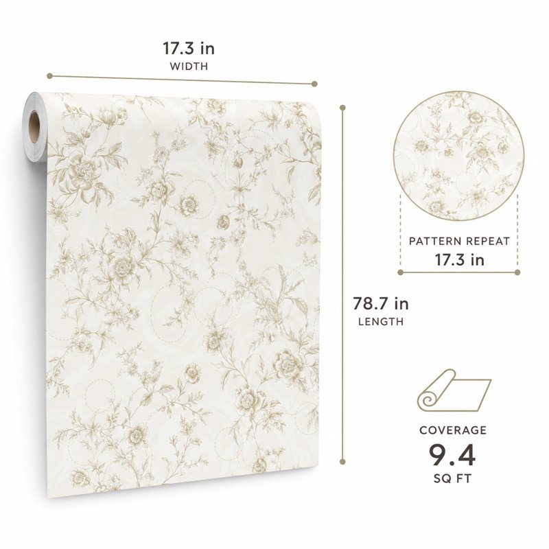 Papier peint amovible français à motif floral