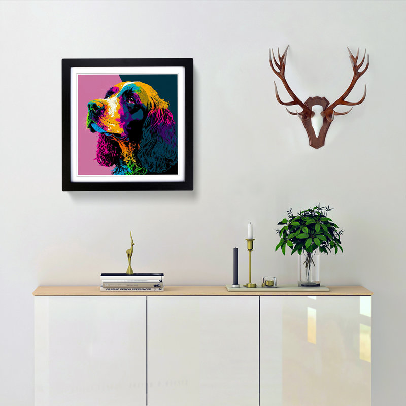 Cocker Spaniel Pop Art - Framed Print, Black