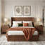 Lit plateforme ondulé en bois de noyer ondulé avec tête de lit de 44 po, taille grand, minimaliste moderne, aucun sommier tapissier requis, assemblage facile-1015896360