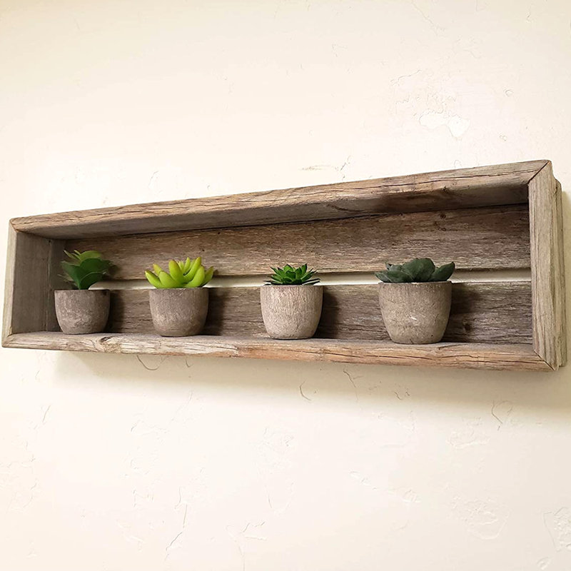 Bluffdale Solid Wood Floating Shelf, Weathered Grey