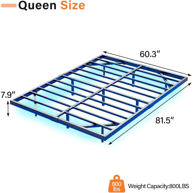 Floating Metal Bed Frame, Queen