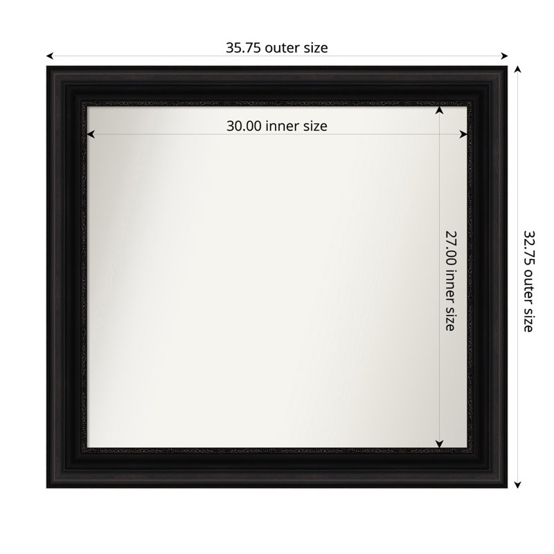 Miroir mural Senaiya, Rectangle, 32,75 po x 35,75 po