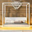 Lit plateforme à baldaquin à DEL blanc pour les chambres à coucher, look moderne, lit sans assemblage, lattes de soutien, installation facile-1186983423