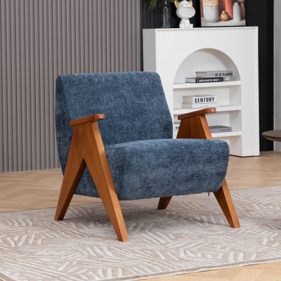 Kyajah 27.5" W Chenille Solid Wood Armchair 