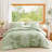 Green Tufted Bedding Duvet Cover Set Soft Botanical Palm Leaf Pattern Bed Set-114499739