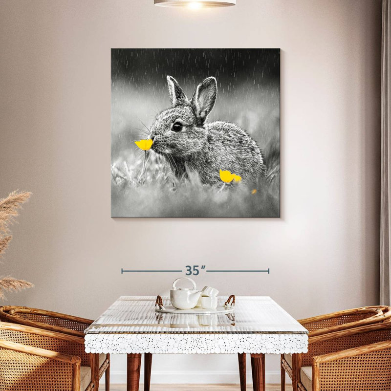 Bunny Sniffing Flower Pop, H 39 po x l 39 po