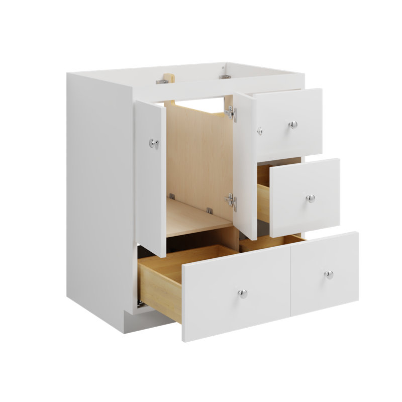 Slab 30 in. W x 21 in. D x 34.5 in. H Bath Vanity Cabinet without Top in Winterset, Satin White