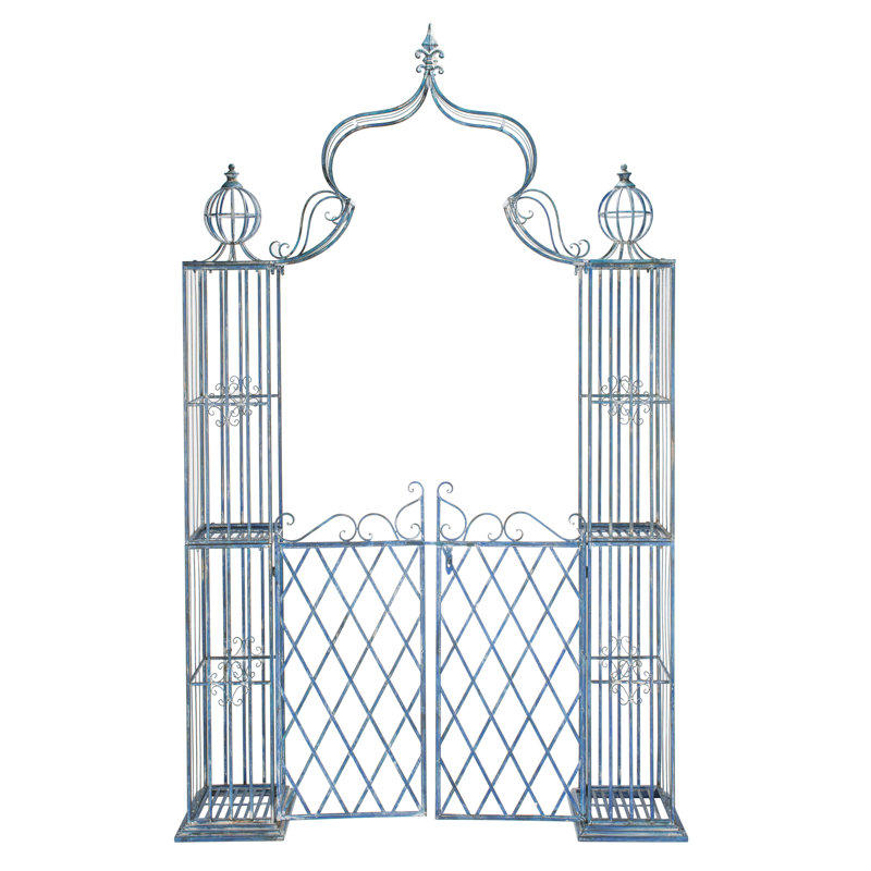 Antique Blue Iron Victorian Romance Garden Arbor