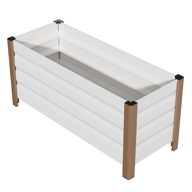 Weatherproof Aluminum Raised Garden Bed Planter Box - Deep 24"x16"x18" with Rounded Corners, Drainage Holes, Anti-Cut Edging - For Outdoor Vegetables, Flowers, Herbs - White, 60x40x45cm