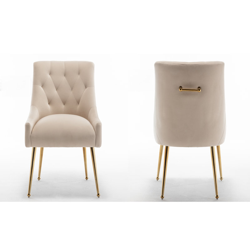 Chaise d'appoint en velours beige Baudel, Beige