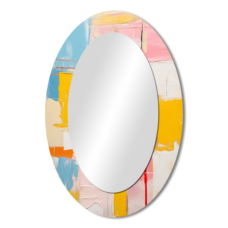 Pensées éphémères de Colorfields - Miroir mural moderne ovale, 36 po x 24 po