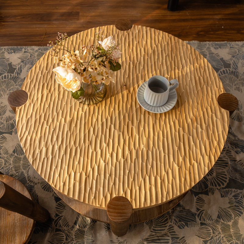 Round Coffee Table with Storage Shelf