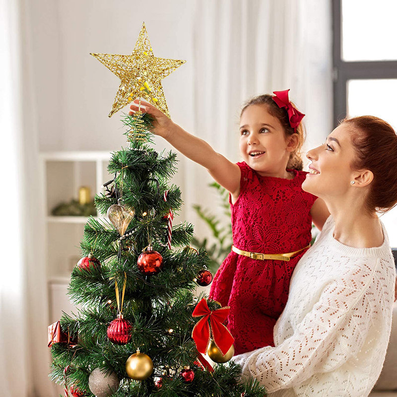 Metal Other Lighted Tree Topper, 23cm H x 20cm W x 20cm D, Gold