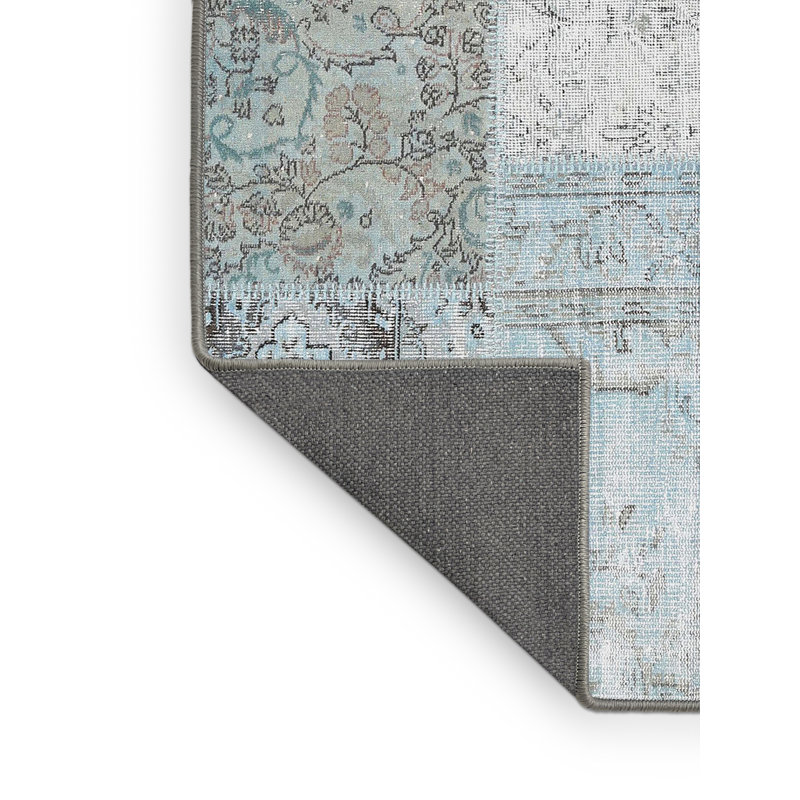 Tapis gris/bleu zone contemporaine, Rectangle 5 pi x 7 pi