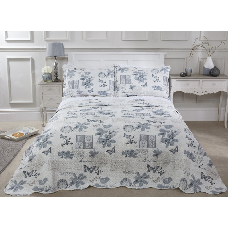 Alapaha Polyester Floral Bedspread with Pillow Shams, 230 x 250 cm Bedspread - 2 Shams