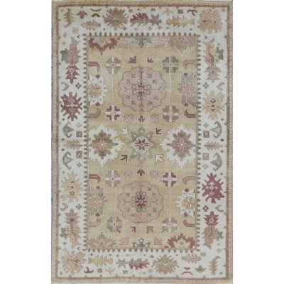 Tapis brun en laine noué à la main de conception unique 12 pi 2 po x 14 pi 10 po