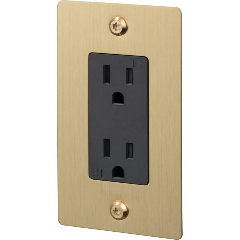 1G Duplex Outlet / Linear / Without Logo, Brass