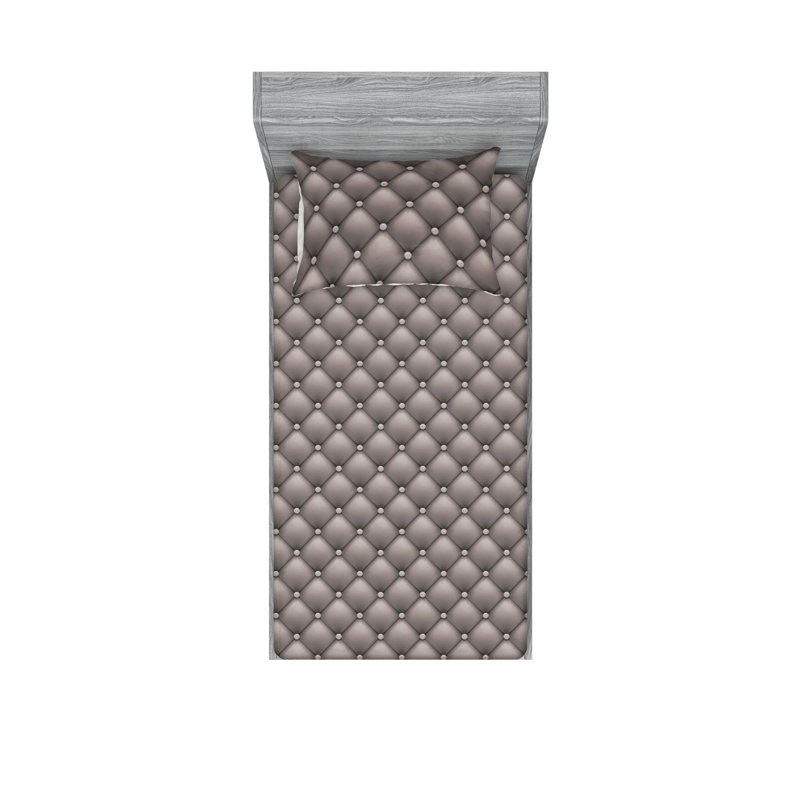 Drap-housse et taies décoratives Ambesonne, Ensemble de draps pour lit simple TG avec 1 taie d, Gris pâle / géométrique