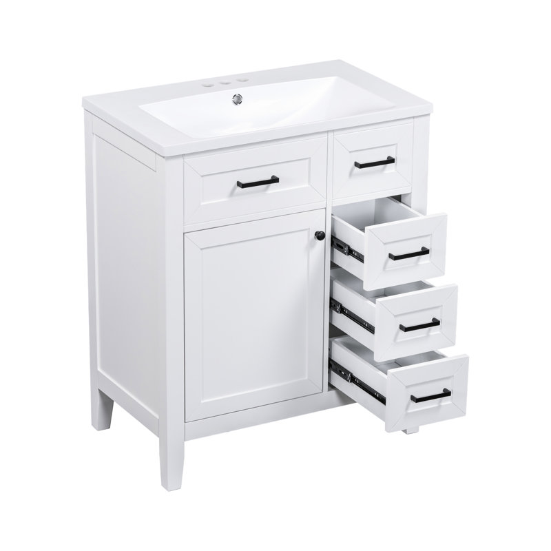 Armoire autoportante avec lavabo et tablette de rangement, Blanc