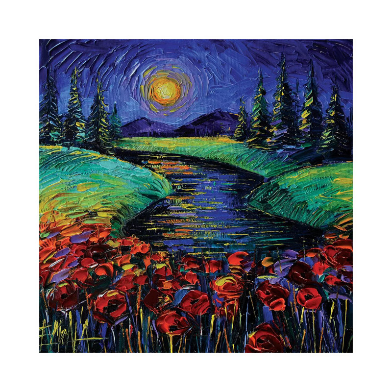 Magic Night by Mona Edulesco - Painting on Canvas, 66.04cm H x 66.04cm W x 1.91cm D, Wrapped Canvas