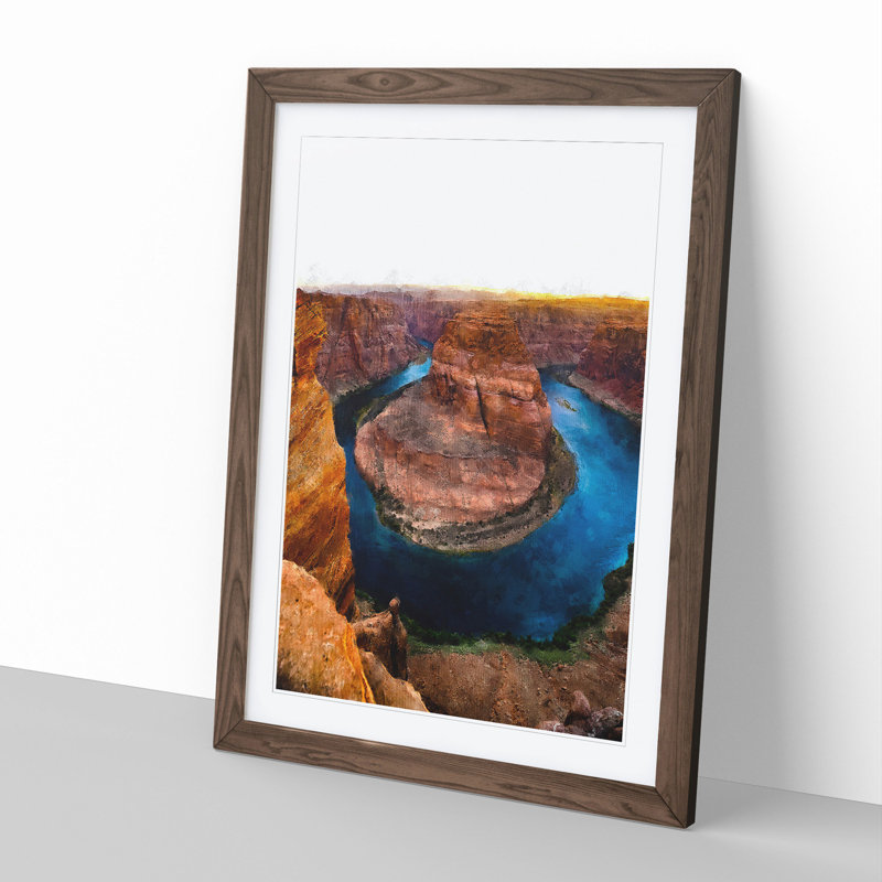 Horseshoe Bend in the Grand Canyon Vol.3 - Picture Frame Painting, 36cm H x 27cm W x 2cm D, Walnut Framed
