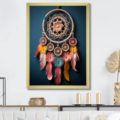 "Capteur de rêves amérindien rose et bleu"
