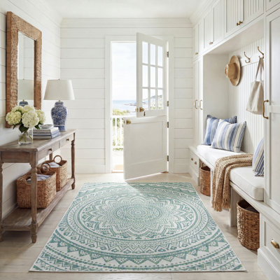 Tapis intérieur / extérieur ivoire / vert Elida