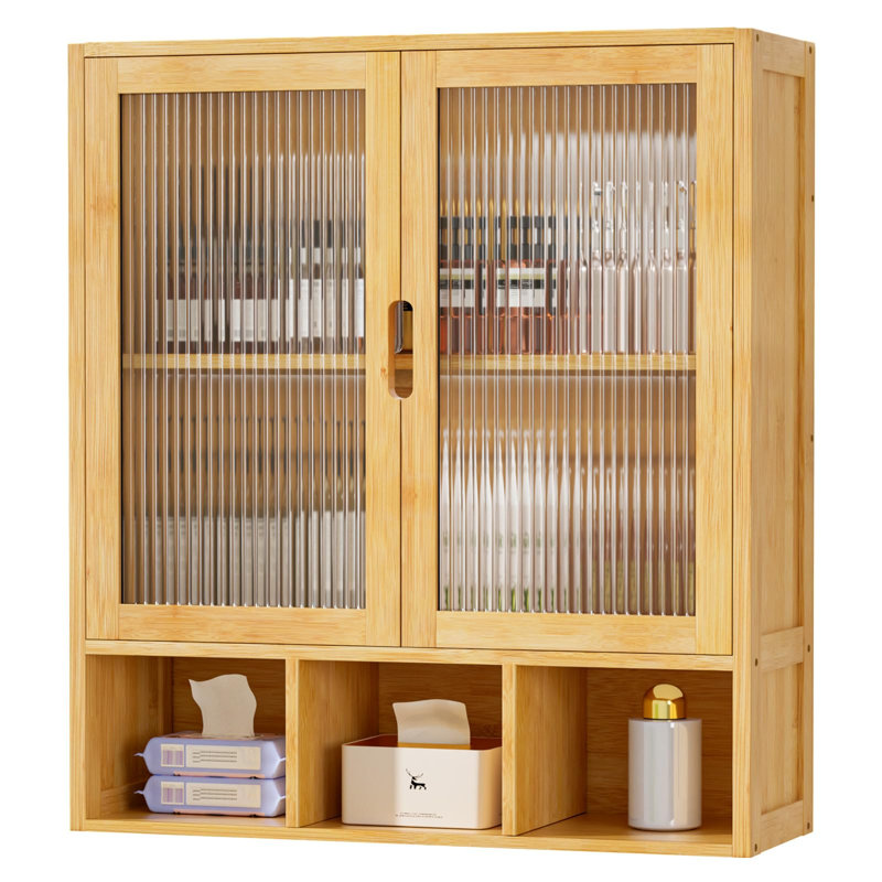 Armoire murale de salle de bain avec 2 portes givrées