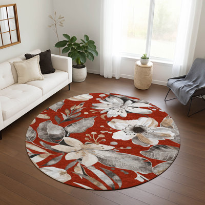 Machine Washable Indoor/Outdoor London ACN2260 Floral Rug