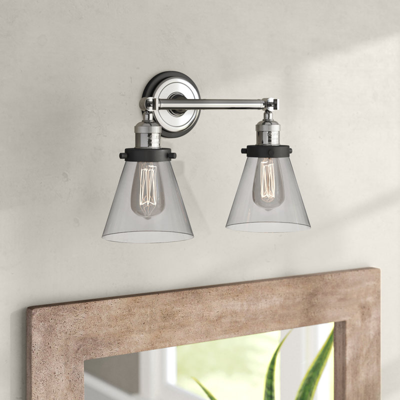 2 - Light Dimmable Vanity Light, Clear, Polished Nickel/Matte Black