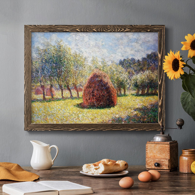 Haystack At Giverny, 1893, reproduction d'art sur toile, Cadre noyer, H 28 po x l 42 po x P 1,5 po