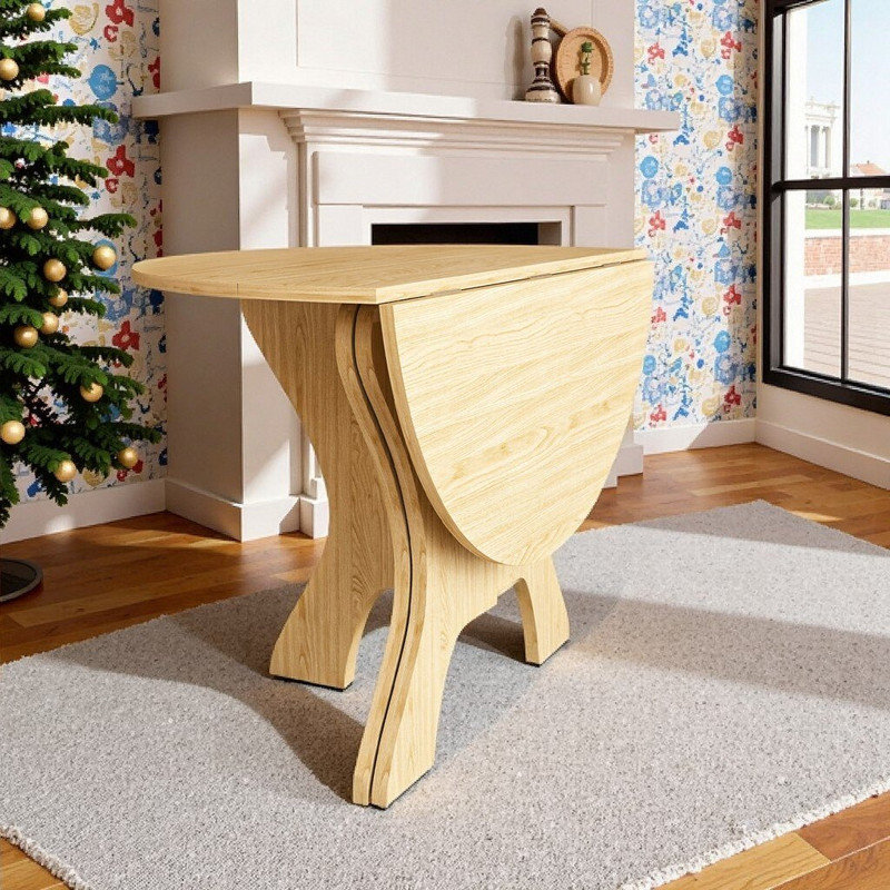 Table de salle à manger pliante 43 pouces, table pliable en panneau de fibres à densité moyenne, Chêne antique